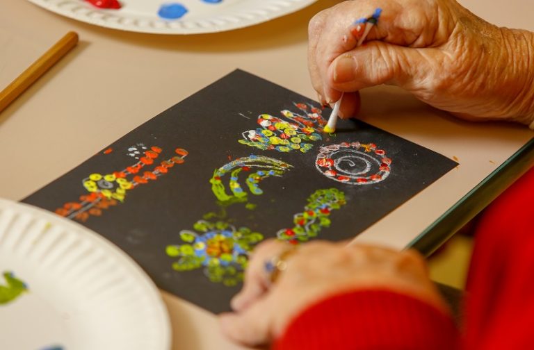 Some the artwork being created by residents during the Art Therapy Program.