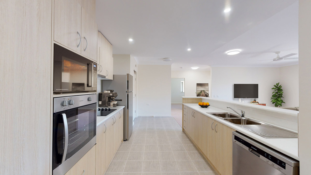 Apartment kitchen & living area